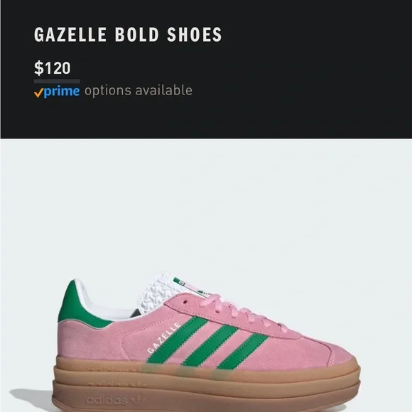 Adidas GAZELLE BOLD Suede Sneakers in Pink and Green- cute comfy classics🩷💚 - Picture 12 of 16